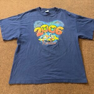 Disney‎ Florida 2006 T Shirt Mens XL Navy Blue Mickey Mouse Goofy Donald Pluto